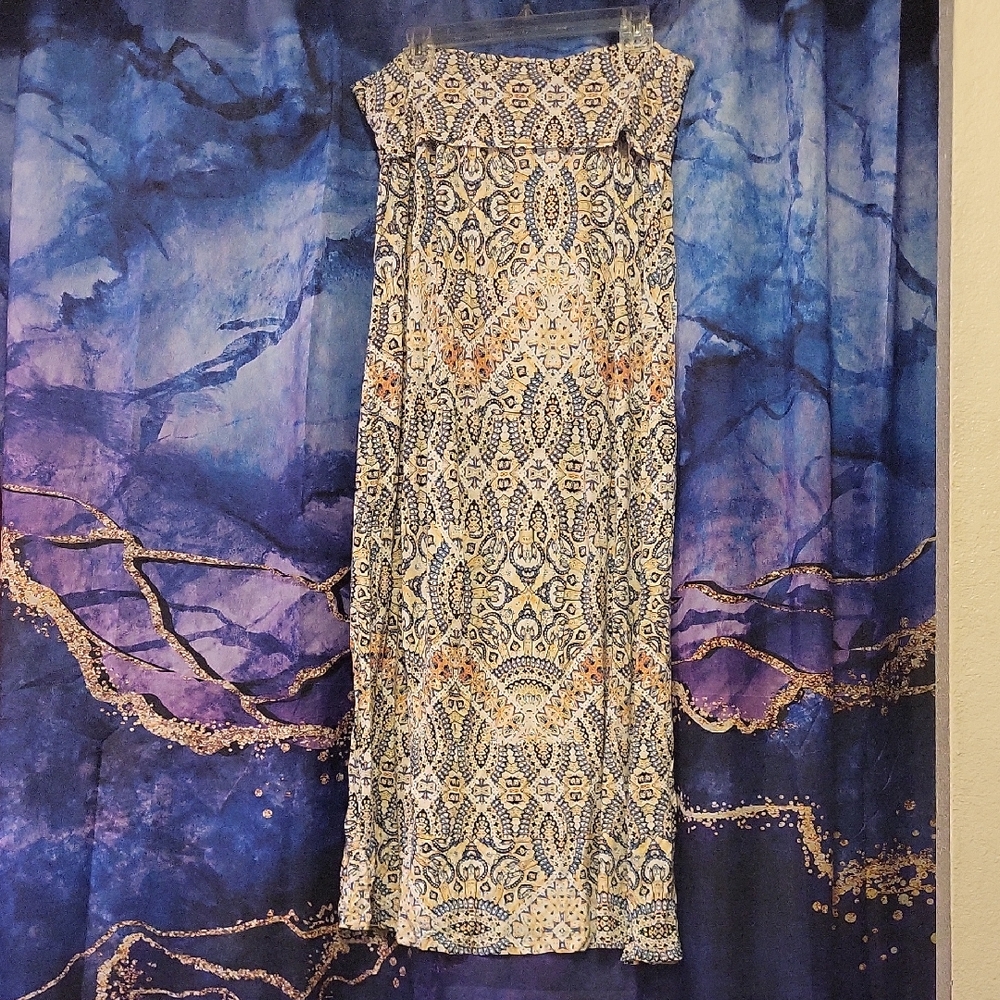 Cynthia Rowley Patterned Maxi Skirt in Blue and Orange